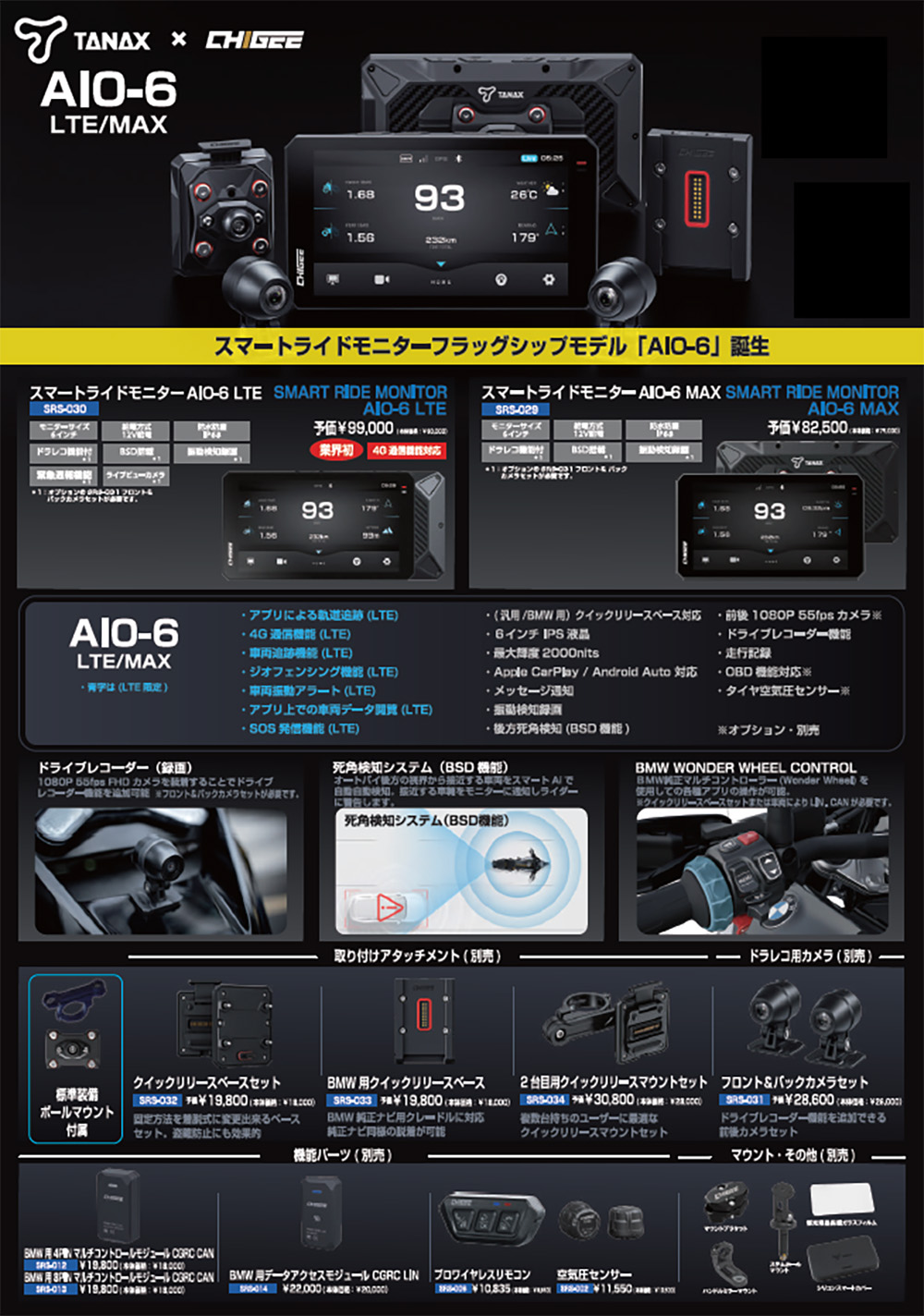 正規販売店／認定店】 TANAX タナックス スマートライドモニター AIO-6