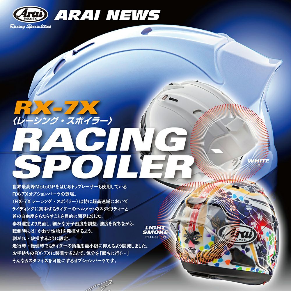 アライ RX7X レーシングスポイラー マットライトスモーク Arai アライ ヘルメット RX-7X レーシングスポイラー ライトスモーク