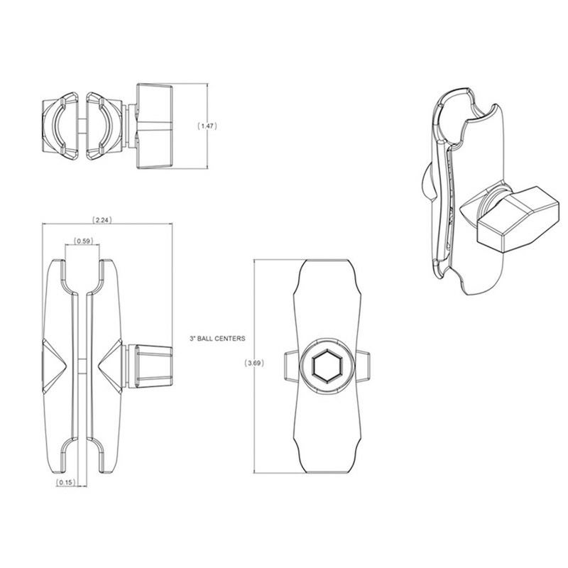 RAM MOUNTS ラムマウント ダブルソケットアームM(アルミ) 1インチ