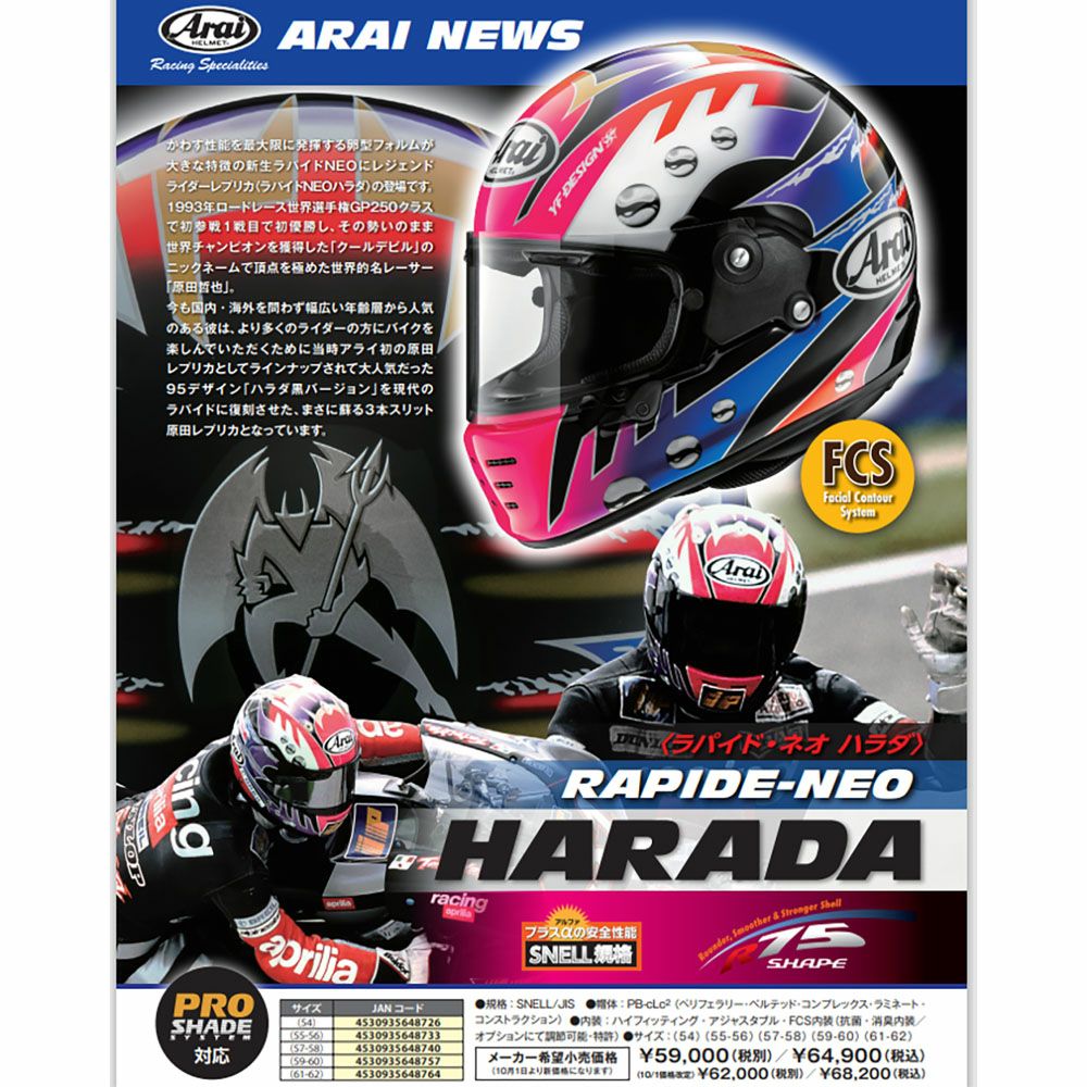 在庫限り】ヘルメット Arai アライ フルフェイス RAPIDE-NEO HARADA