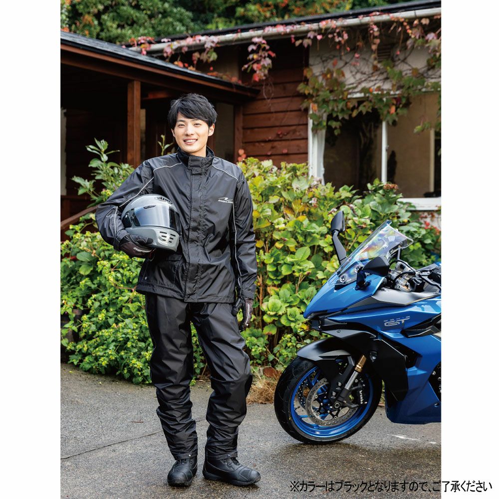 ROUGH ROAD バイク用ウインタースーツLサイズ ブラック。 ROUGH&ROAD ラフ＆ロード デュアルテックス コンパクト レインスーツ
