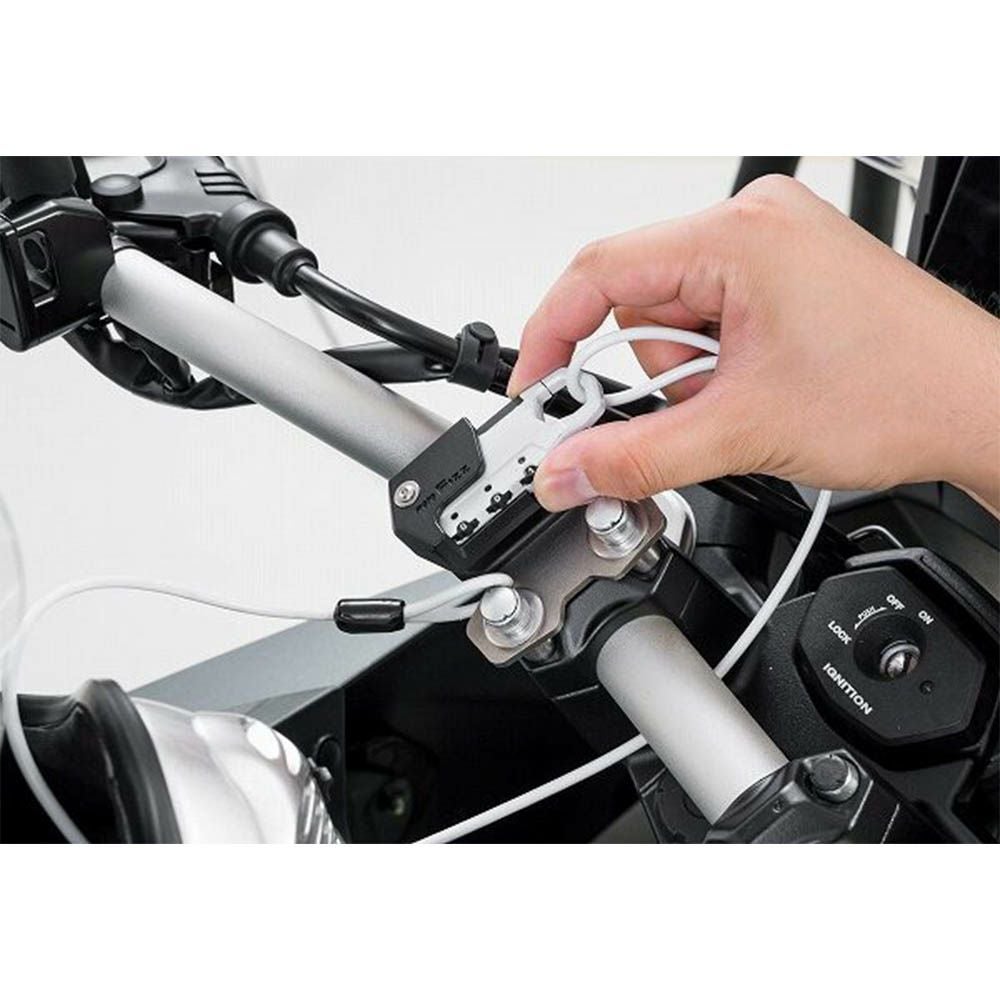 TANAX タナックス ヘルメット用ワイヤーロック ハンドルクランプ取付