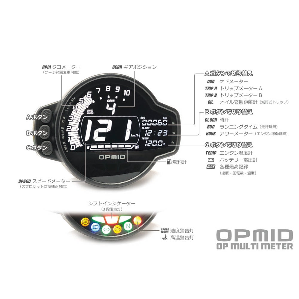 OPMID オプミッド OPマルチメーター GPC対応 モンキー125（JB03/JB05